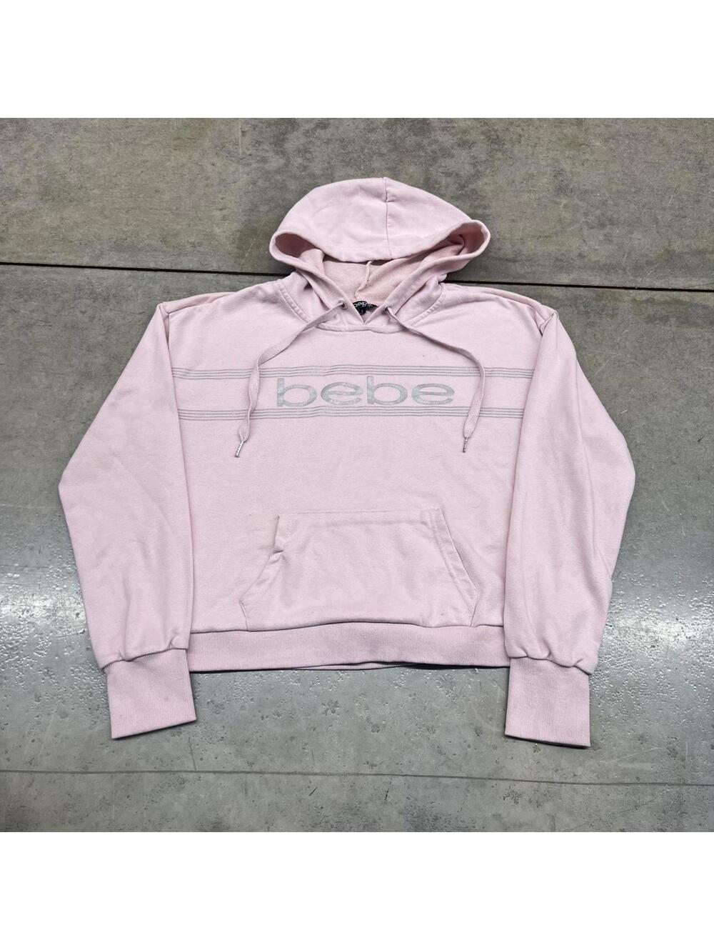 vintage bebe pink and grey spell out hoodie size large WOMENS